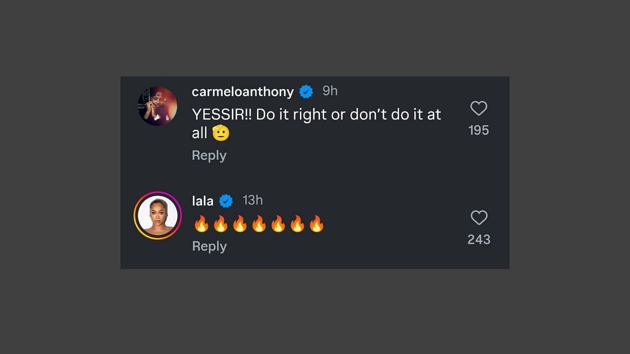 Carmelo Anthony and La La Anthony comment on their son Kiyan Anthony's IG post. (Credits: @kiyananthony/Instagram)